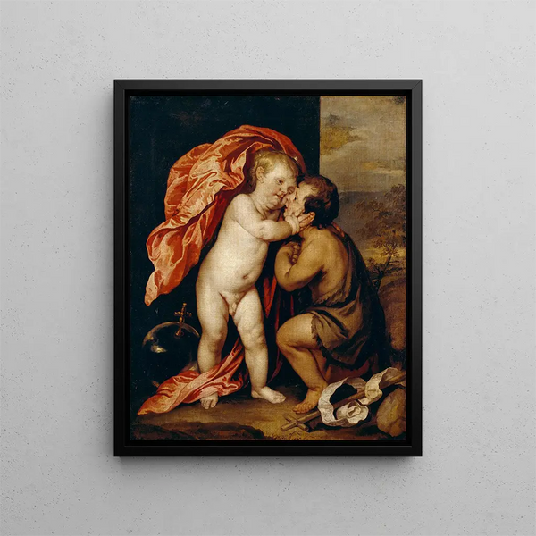 van de kinderen Jezus en Johannes de Doper - Antoine van Dyck — ingelijst kunstwerk aan de muur