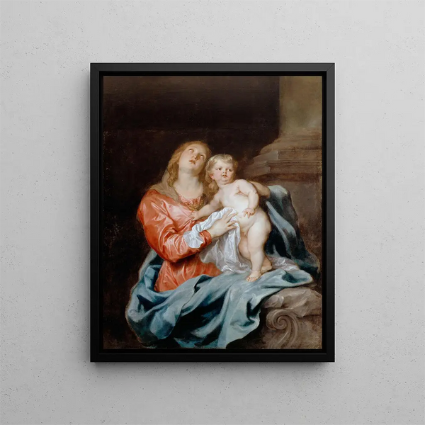 Het Madonna met Kind - Antoine van Dyck — ingelijst kunstwerk aan de muur
