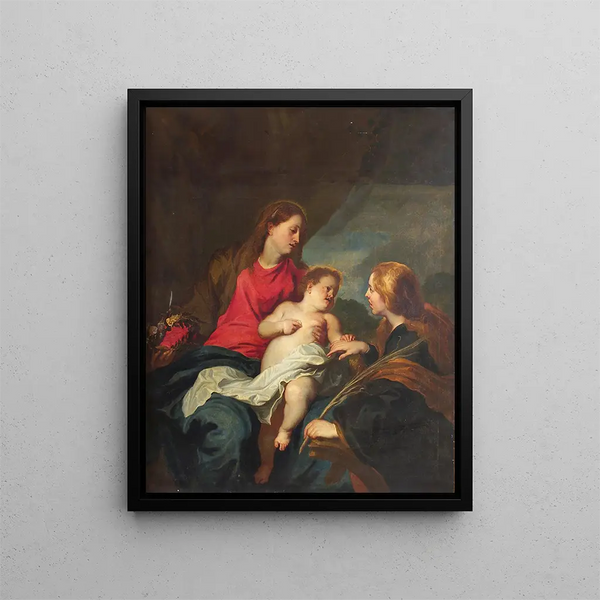 Het mystieke huwelijk van Sint-Catharina van Alexandrië - Antoine van Dyck — ingelijst kunstwerk aan de muur