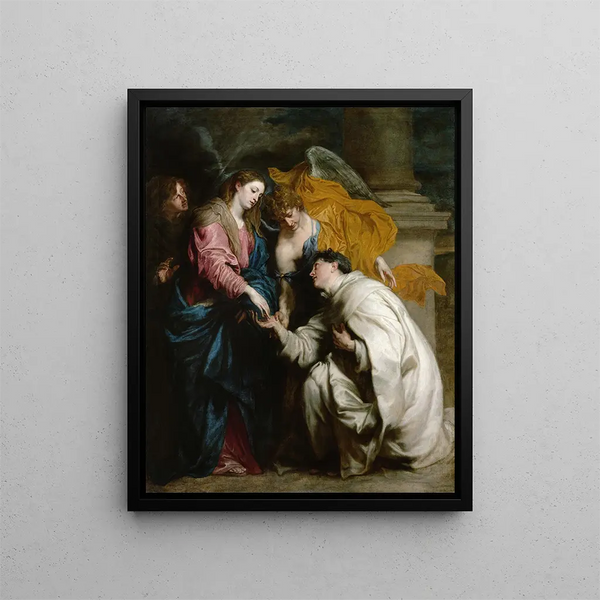 De visie van de zalige Hermann Joseph - Antoine van Dyck — ingelijst kunstwerk aan de muur