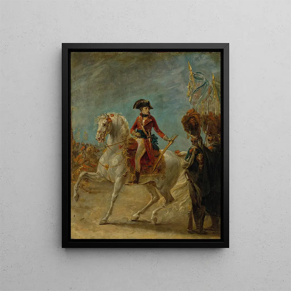 General Bonaparte presenting the honor sword to the Grenadiers of the Guard after the Battle of Marengo - Antoine-Jean Gros — framed artwork on a wall