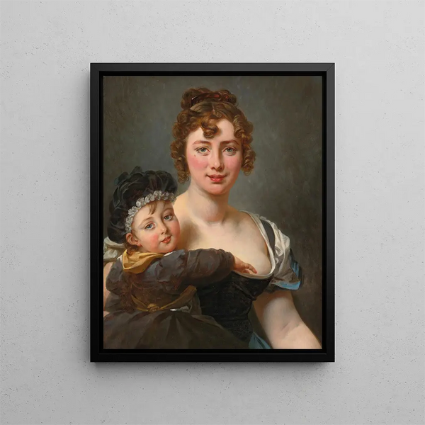 Portrait of Françoise Simonnier and her daughter - Antoine-Jean Gros — framed artwork on a wall