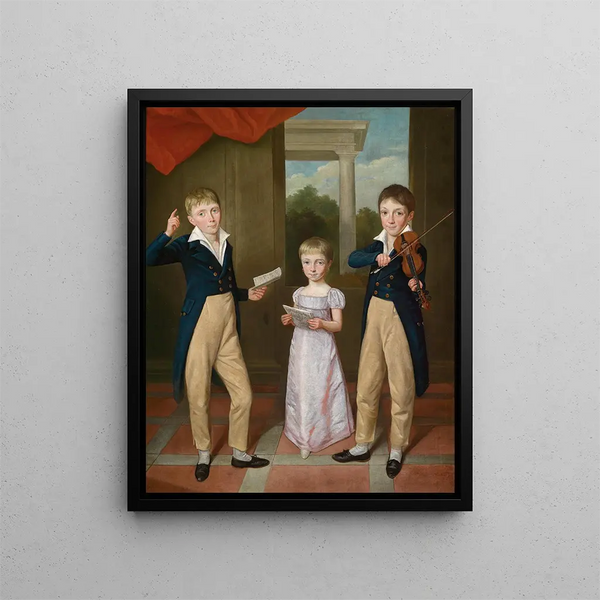 Concert de Trois enfants dans une maison - Antoine-Jean Gros — framed artwork on a wall