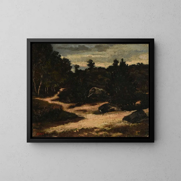 Chemin de sable dans la forêt de Fontainebleau - Antoine-Louis Barye — framed artwork on a wall