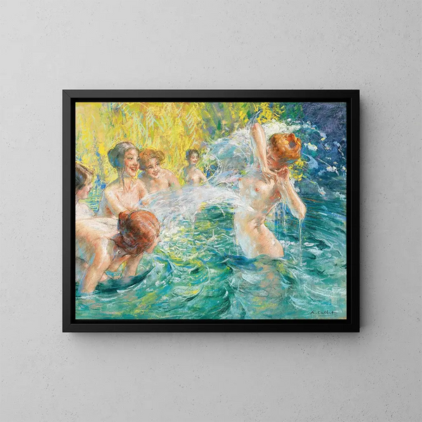 Summer Joys on the River - Antoine Calbet — framed artwork on a wall