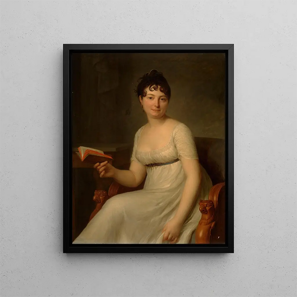Portrait of Mme Delahaye - Antoine Vestier — framed artwork on a wall