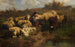 Kleine herder met schapen - Anton Braith — weergave van het kunstwerk