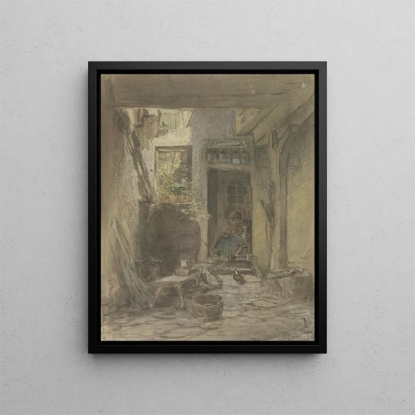 Interiors of the courtyard - Anton Burger — framed artwork on a wall