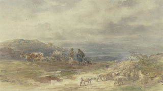 Anton Burger - Landschaft mit Schafherde und Ochsenfuhrwerk.webp