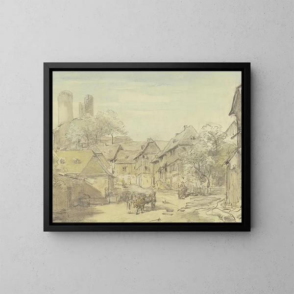 Oberreifenberg with Reifenberg Castle - Anton Burger — framed artwork on a wall