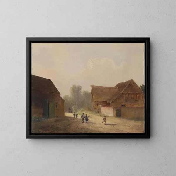 Children on the way home - Anton Doll — framed artwork on a wall
