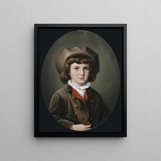 Anton Ebert - Bildnis eines Jungen in grner Jacke mit Pelzmtze.webp