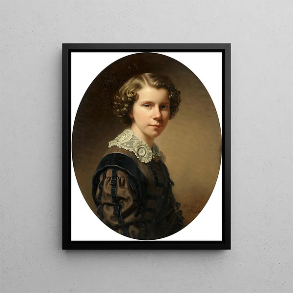 Portrait Painting of a Girl - Anton Einsle — framed artwork on a wall