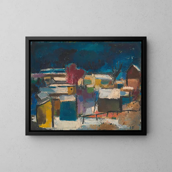 Winter Landscape at Speising - Anton Emanuel Peschka — framed artwork on a wall