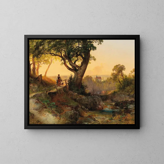 Anton Hansch - A Scene at Dusk with a View of the Othmarskirche in Mdling.webp