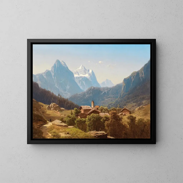 A scene in the Bernese Highlands Wetterhorn - Anton Hansch — framed artwork on a wall