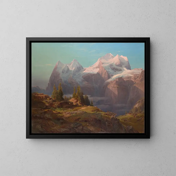 Wengeralp in the Bernese Oberland, Eiger, Mönch, and Jungfrau - Anton Hansch — framed artwork on a wall
