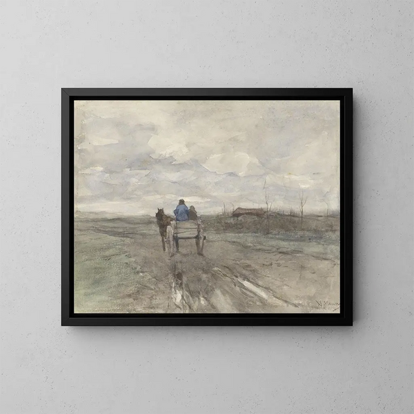 Farm cart painting on a dirt road - Anton Mauve — framed artwork on a wall