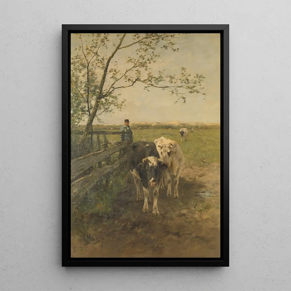 Het bochtje van de melk - Anton Mauve — ingelijst kunstwerk aan de muur