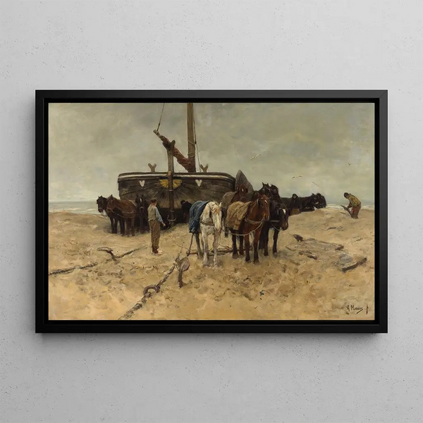 Fishing boat on the beach - Anton Mauve — framed artwork on a wall