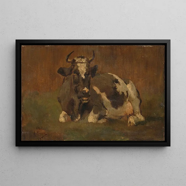 Cow lying down - Anton Mauve — framed artwork on a wall