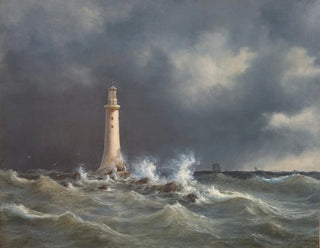Eddystone Vuurtoren - Anton Melbye — weergave van het kunstwerk