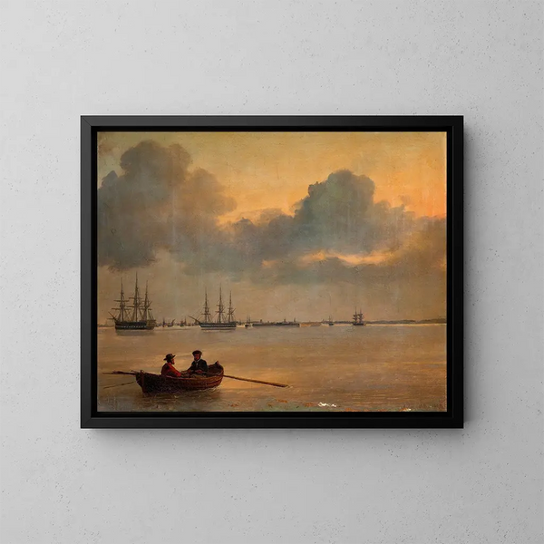 Night Quiet - Anton Melbye — framed artwork on a wall