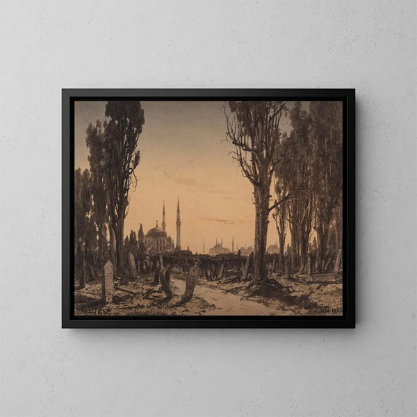 Turkish Cemetery of Scutari - Anton Melbye — framed artwork on a wall