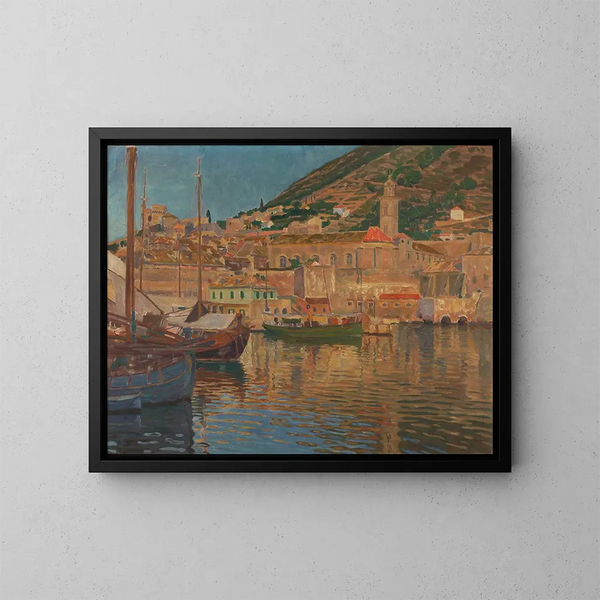 Part of the port at Ragusa - Anton Nowak — framed artwork on a wall
