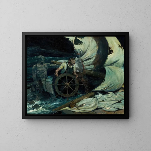 Danger en mer - Anton Otto Fischer — framed artwork on a wall