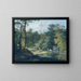 Abreuvoir voor het vee in het bos, links een jager - Anton Radl — ingelijst kunstwerk aan de muur