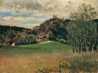 Anton Romako - Die Meiereiwiese in der Vorderbrhl mit der Ruine Mdling.webp