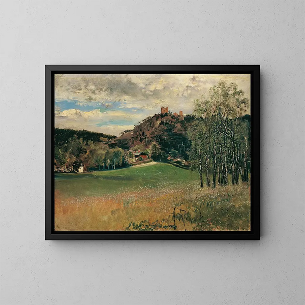 Anton Romako - Die Meiereiwiese in der Vorderbrhl mit der Ruine Mdling.webp