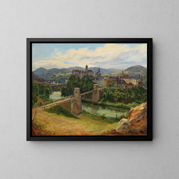 View of the town of Loket in the Czech Republic Elbogen an der Eger - Anton Schiffer — framed artwork on a wall