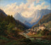 van het uitzicht op de varens van de Ramsau nabij Berchtesgaden richting Hirschbühl en Mühlsturzhörner - Anton Schiffer — weergave van het kunstwerk