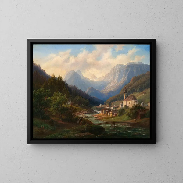 View of the Ferns of Ramsau near Berchtesgaden towards Hirschbühl and Mühlsturzhörner - Anton Schiffer — framed artwork on a wall