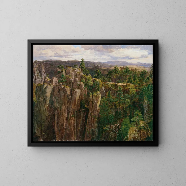 in the sandstone mountains of the Elbe - Anton Schiffer — framed artwork on a wall