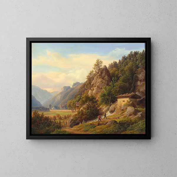 Partie Bey Frohnwies sur le chemin de Lofer à Saalfelden dans le Pinzgau - Anton Schiffer — framed artwork on a wall