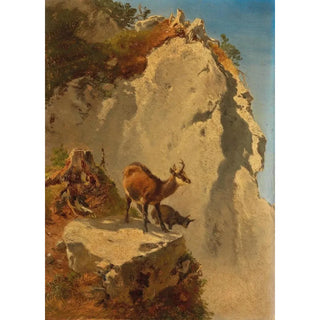 Anton Schrdl - Zwei Gmsen in Hochgebirge.webp