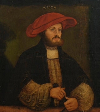 Anton Woensam - Portrait of a gentleman in a red cap before a ledge.webp