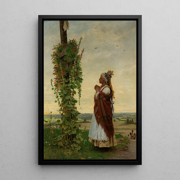 Reproduction of the painting Young girl from a village near a shrine - Antoni Kozakiewicz