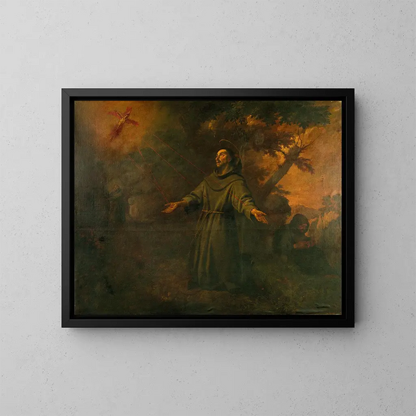 Saint François receives the stigmata - Antoni Viladomat — framed artwork on a wall