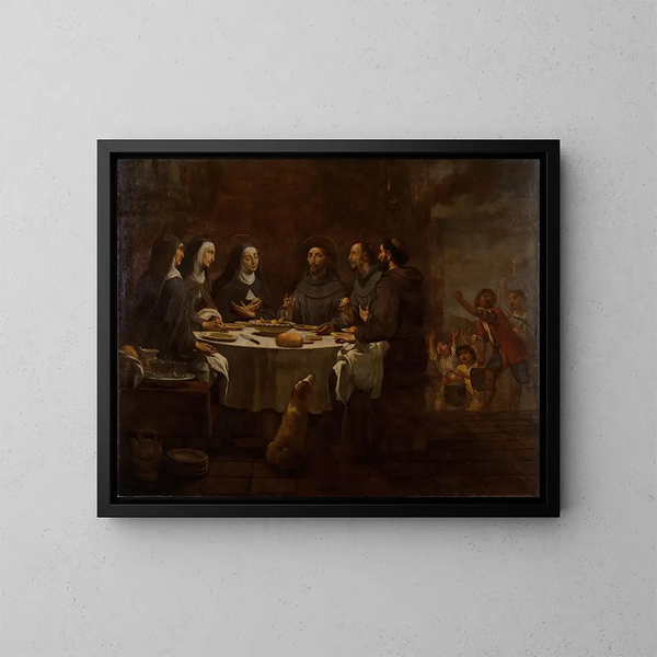 Saint François and Saint Clare at the Supper at the Saint-Damien Convent - Antoni Viladomat — framed artwork on a wall