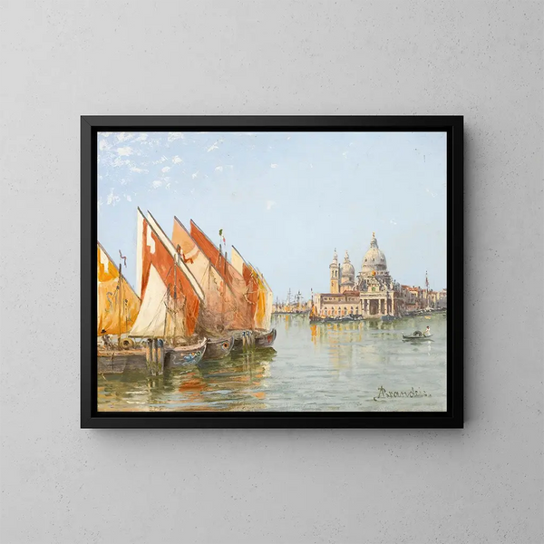Boten van de visserij in Venetië - Antonietta Brandeis — ingelijst kunstwerk aan de muur