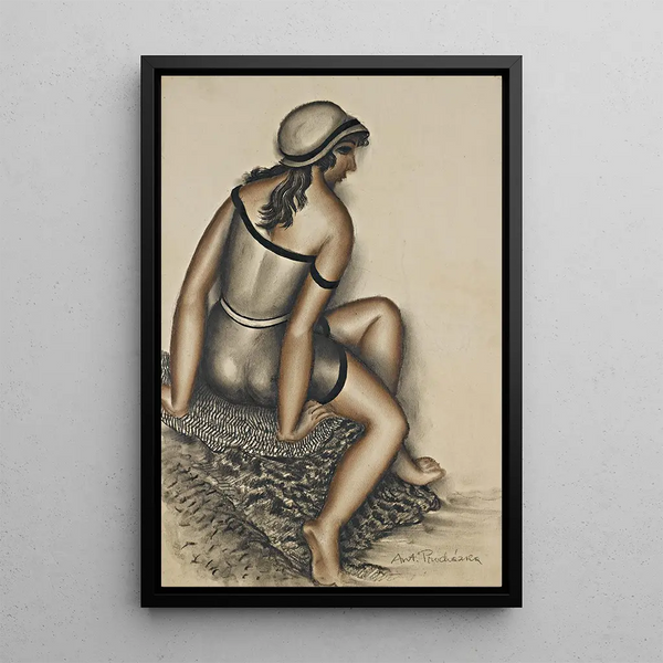 Young girl bathing - Antonín Procházka — framed artwork on a wall