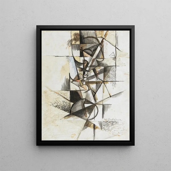 Cubist Head Painting - Antonín Procházka — framed artwork on a wall