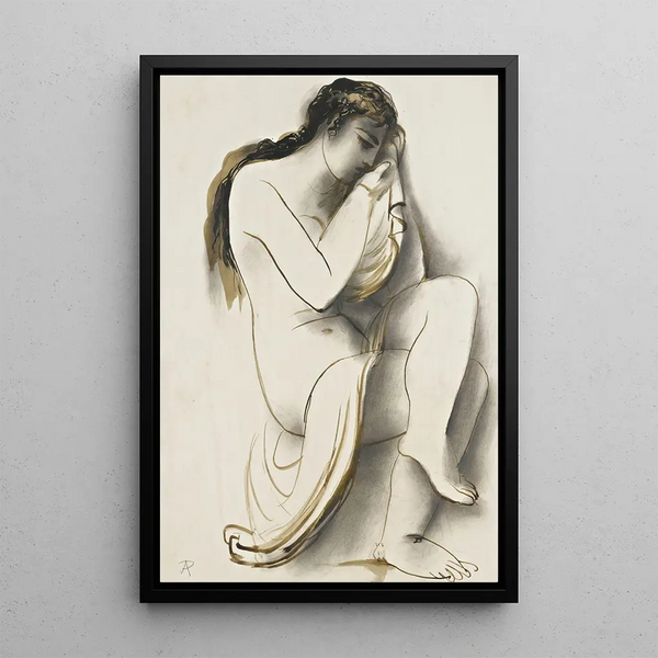 Nude with Drapery - Antonín Procházka — framed artwork on a wall