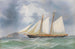 Jacht van plezier Engels voor de rotsachtige kust van Capri - Antonio de Simone — weergave van het kunstwerk