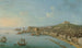 Naples vanaf het zuidoosten met het Castel Nuovo - Antonio Joli — weergave van het kunstwerk