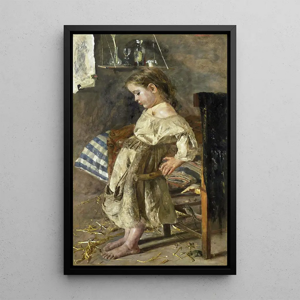 L'enfant pauvre - Antonio Mancini — framed artwork on a wall